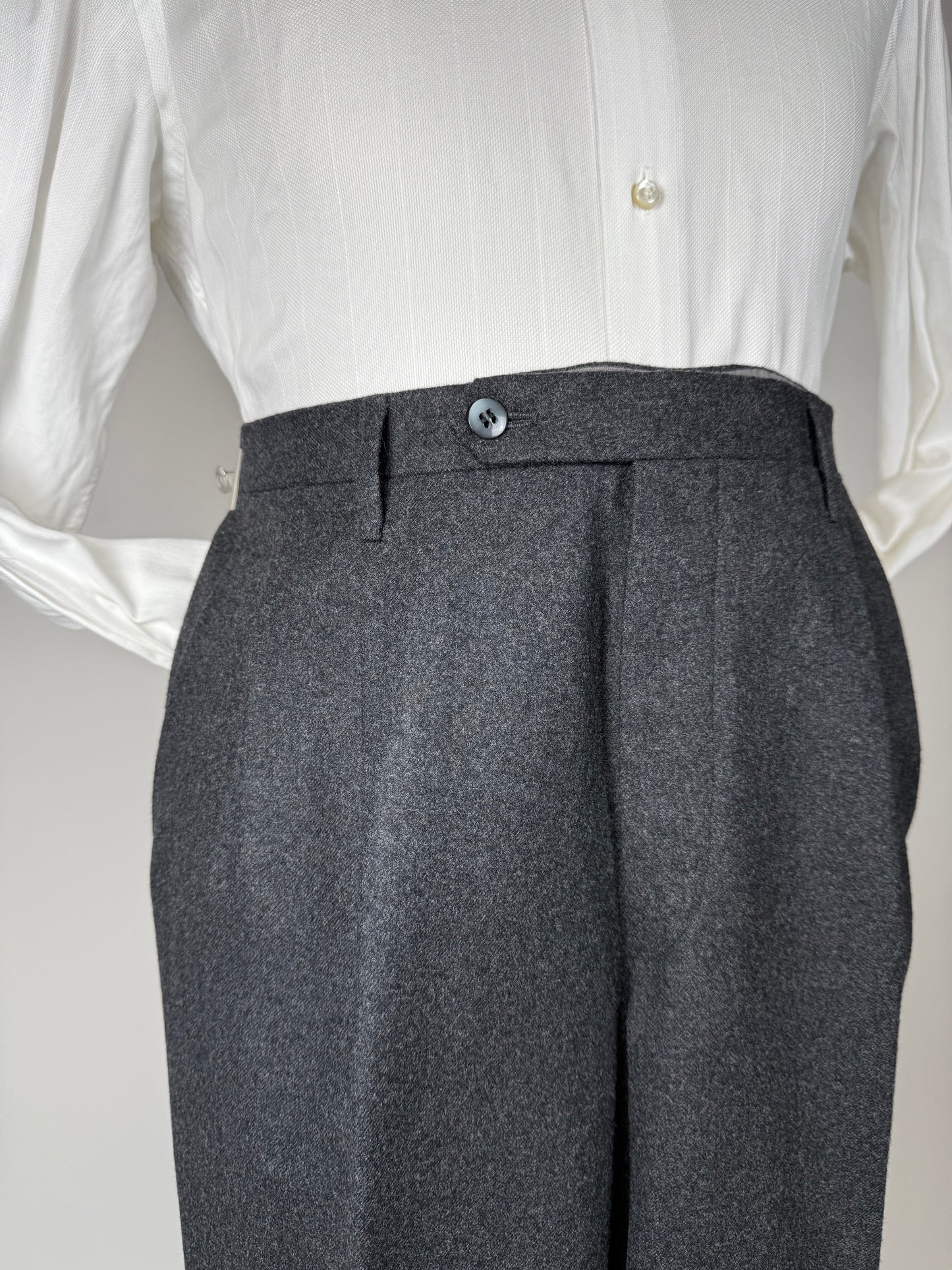 Pantaloni sartoriali anni ‘70/‘80 flanella grigia - tg. 52