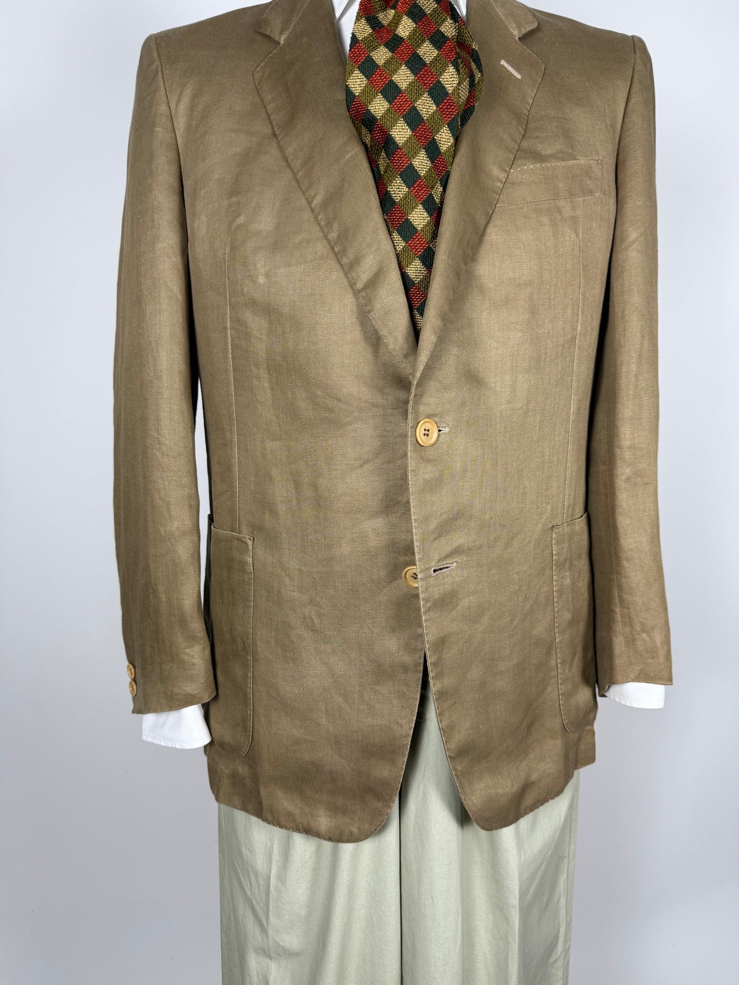 Giacca Corneliani anni '80 lino tabacco - tg. 48/50