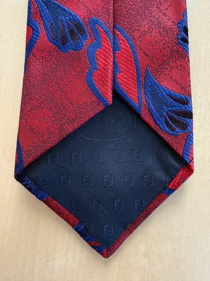 Cravatta Fendi jacquard rossa e blu