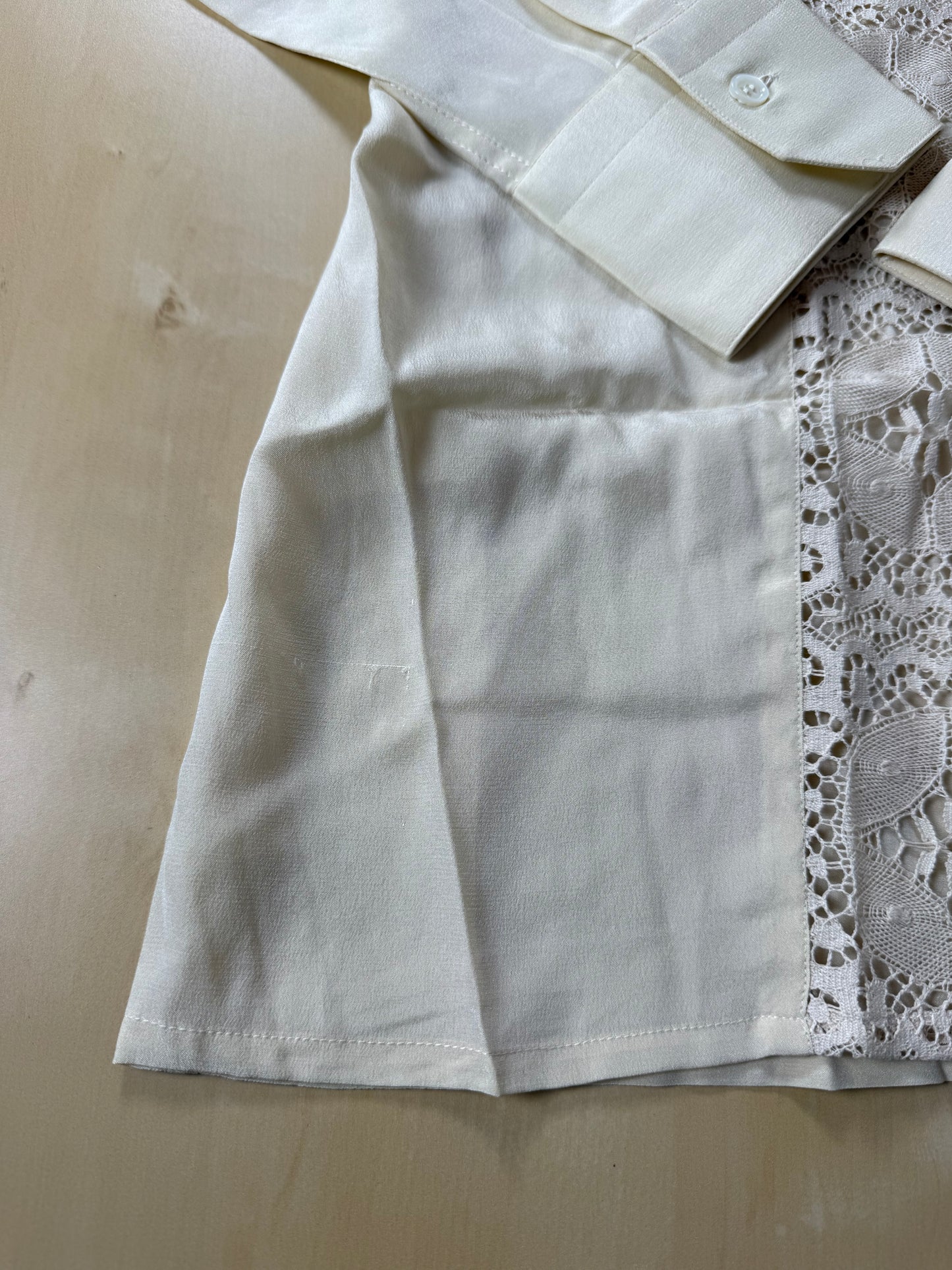 Camicia Pancaldi anni ‘70 pura seta ricamata (NOS) - S, collo 39