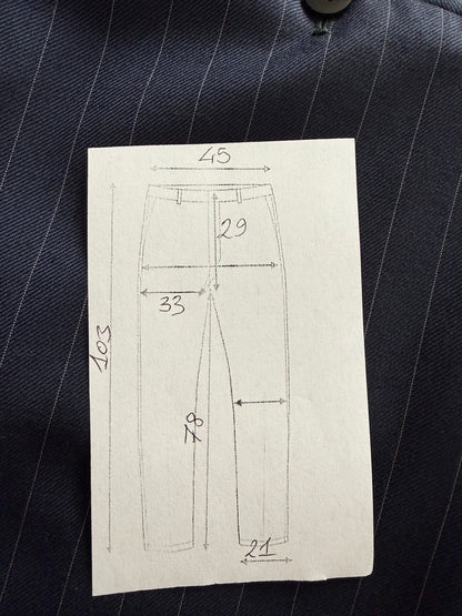 Pantaloni sartoriali flanella pettinata lana e cashmere blu gessato - tg. 50/52