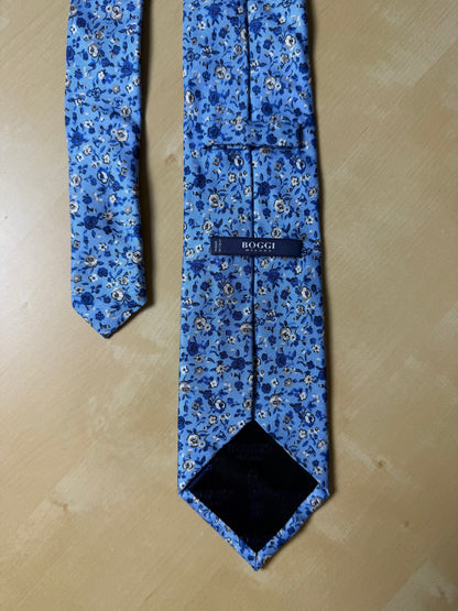 Cravatta Boggi floreale azzurra