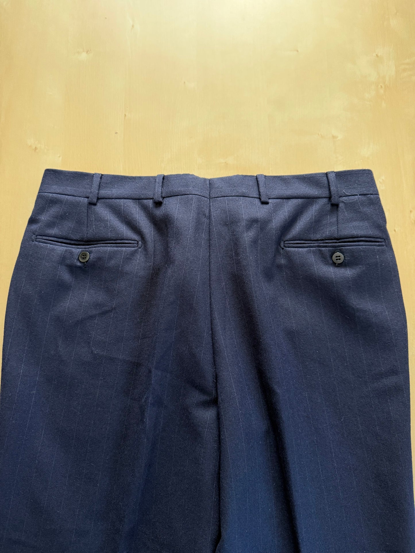 Completo Belvest doppiopetto anni ‘70 flanella blu gessato - tg. 50/52