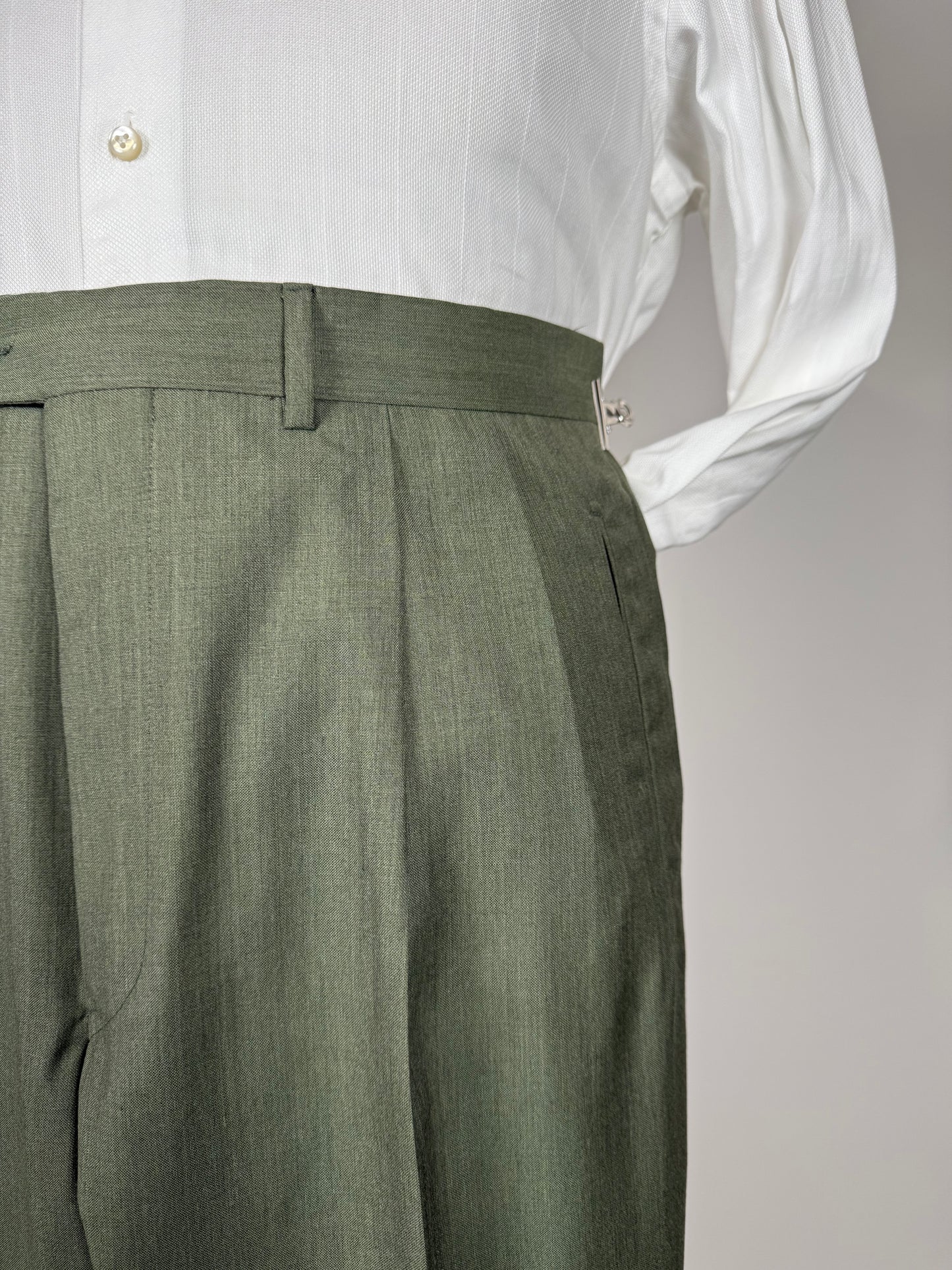 Pantaloni fresco lana verde scuro anni '80 (NOS) - tg. 50