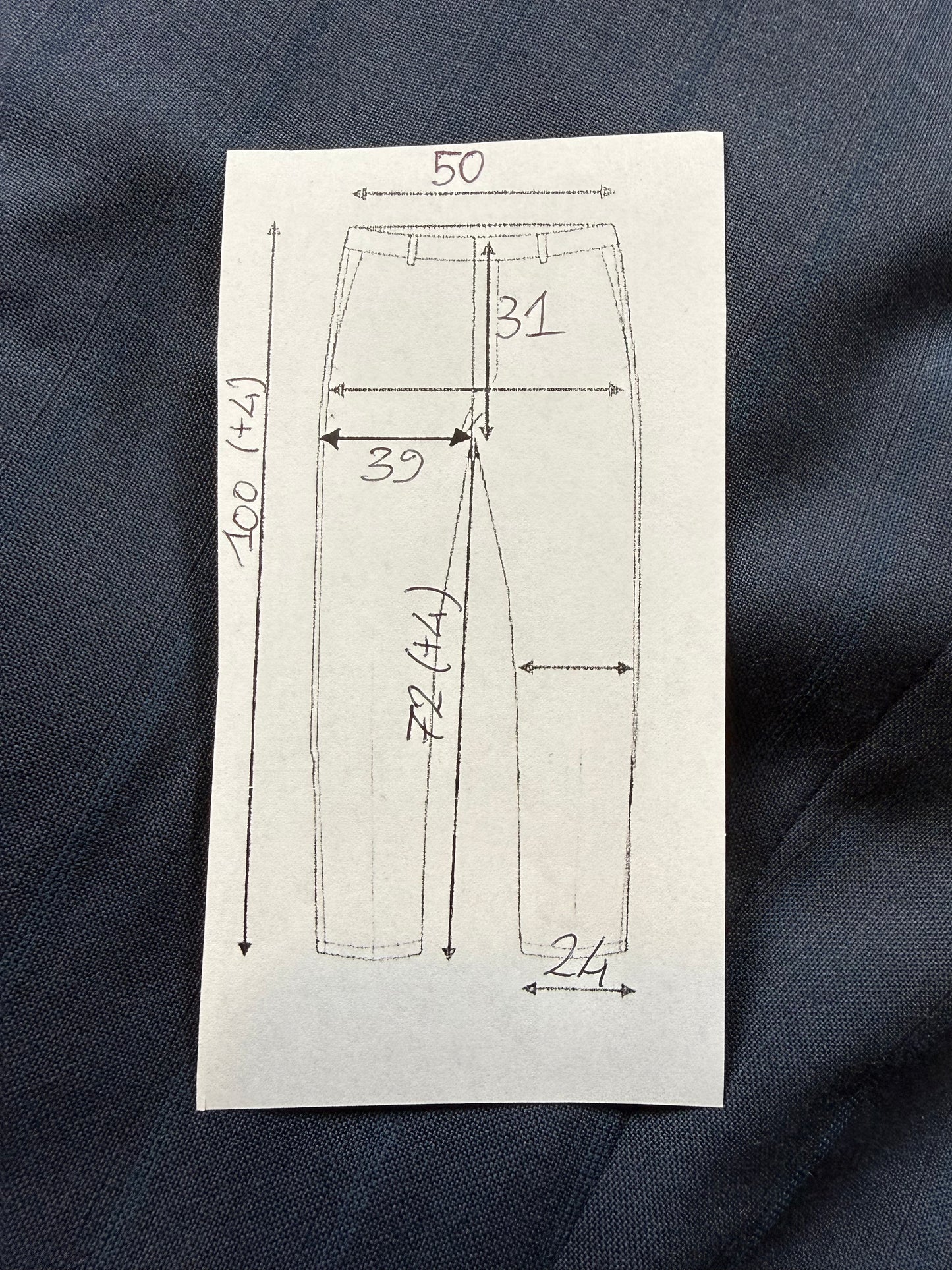 Pantaloni anni '80 fresco lana blu righe tono su tono - tg. 56