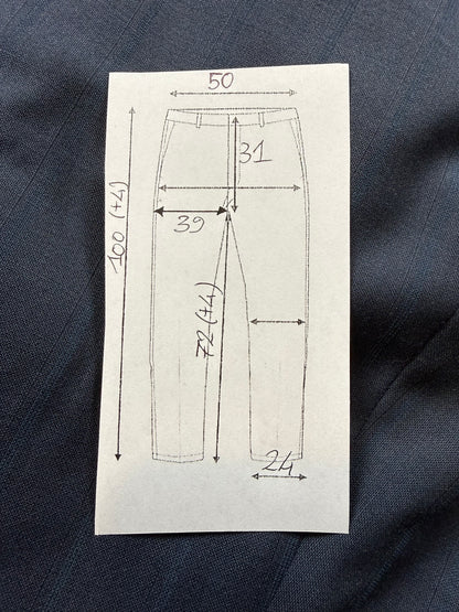 Pantaloni anni '80 fresco lana blu righe tono su tono - tg. 56