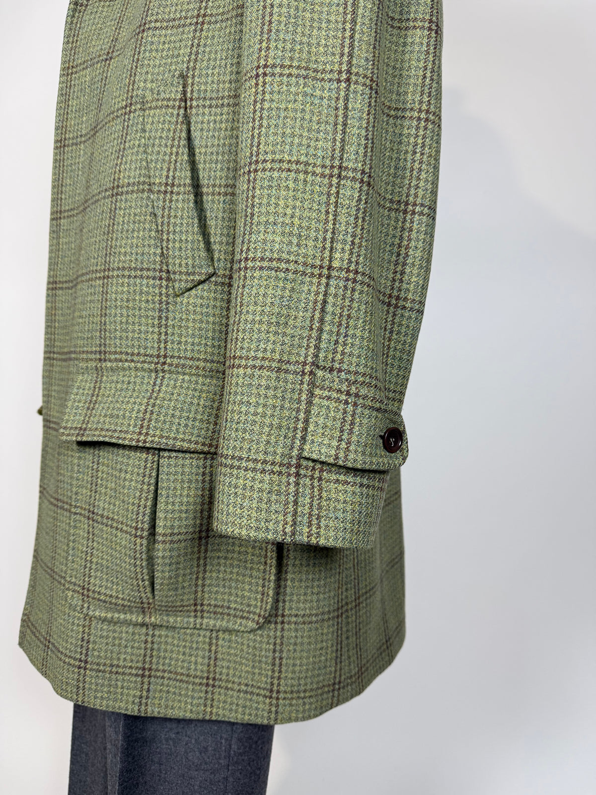 Cappotto raglan De Paz tweed verde cachi - tg. 54-56