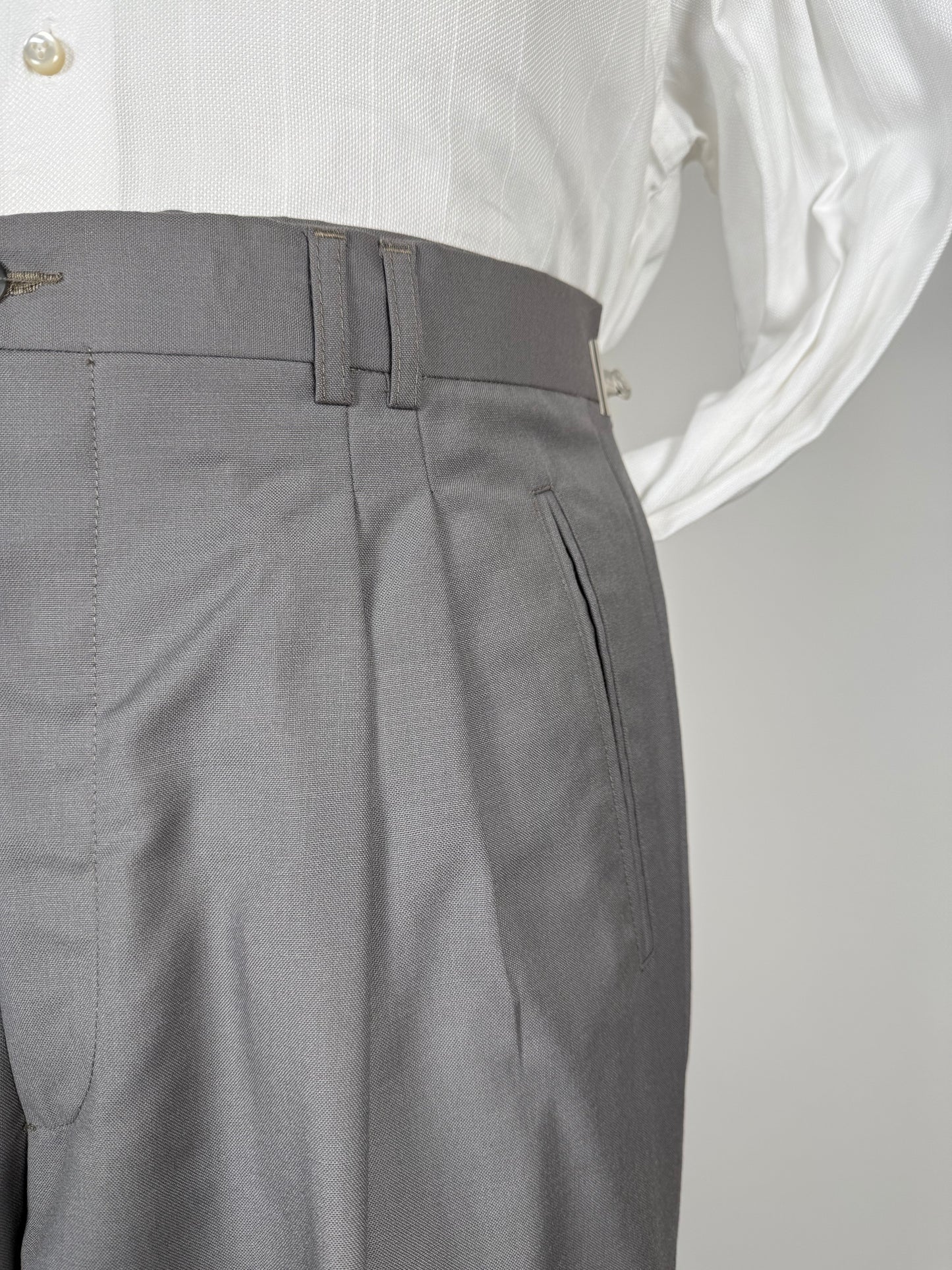 Pantaloni fresco lana verde-grigio anni '80 (NOS) - tg. 50