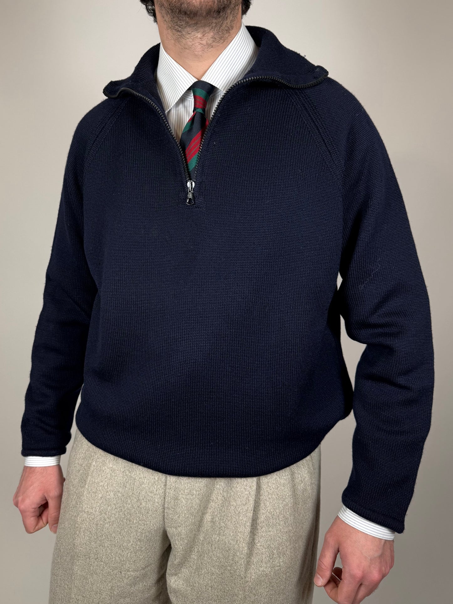 Maglione zip 3/4 CP Company in pura lana - XL