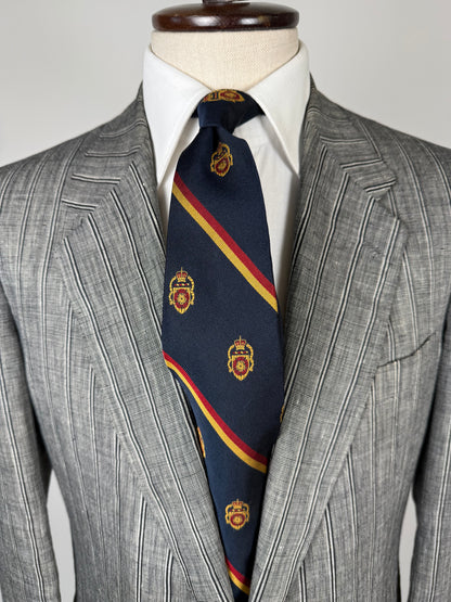 Cravatta regimental navy con stemmi made in England