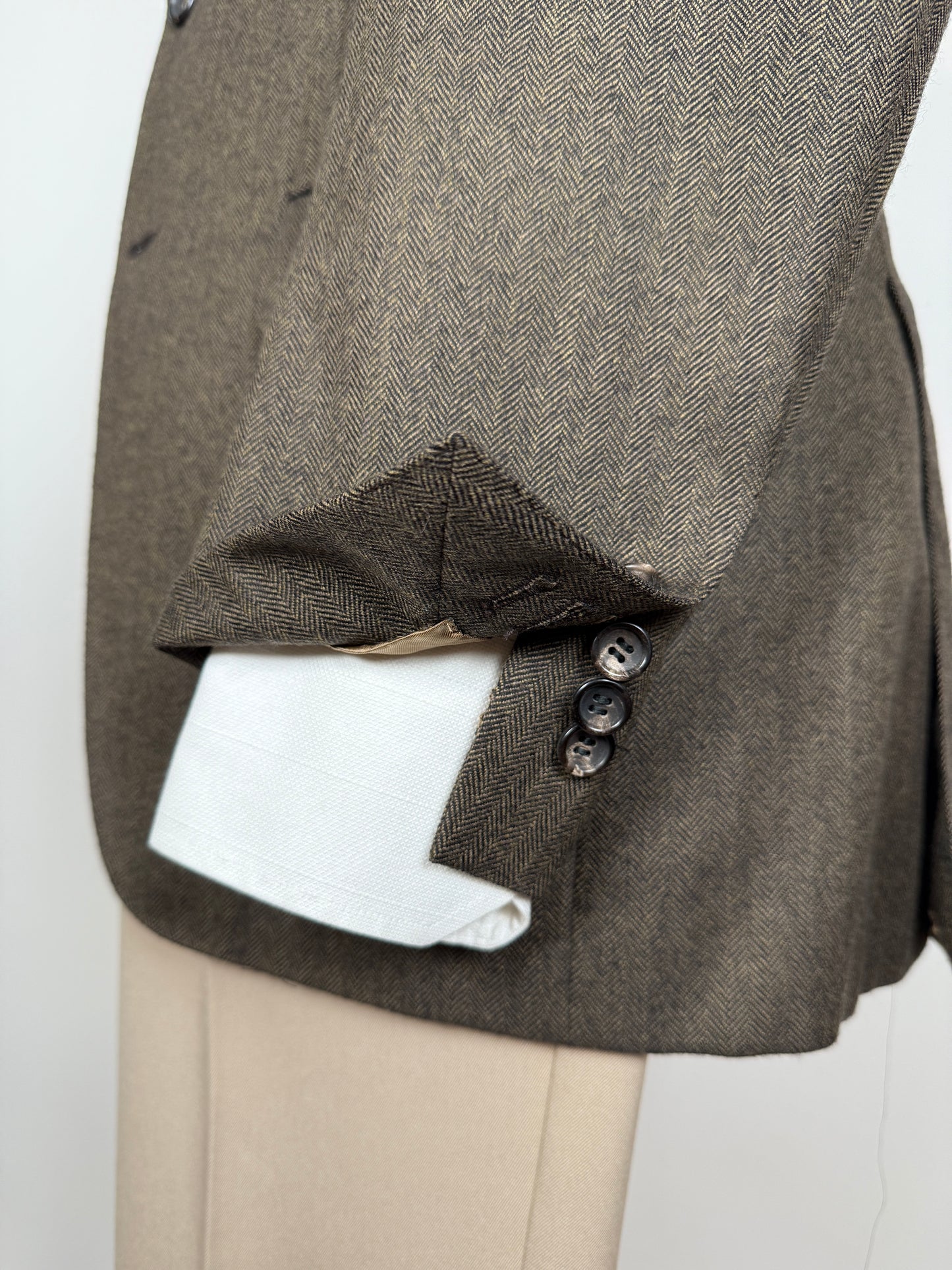 Giacca in lana e cashmere marrone spigato - tg. 44/46