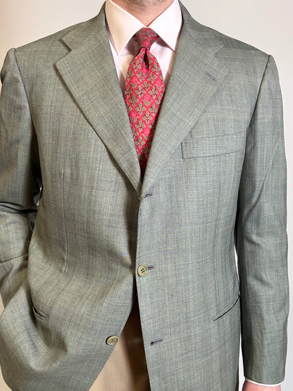 Giacca Kiton fresco lana 14 micron verde salvia - tg. 52/54