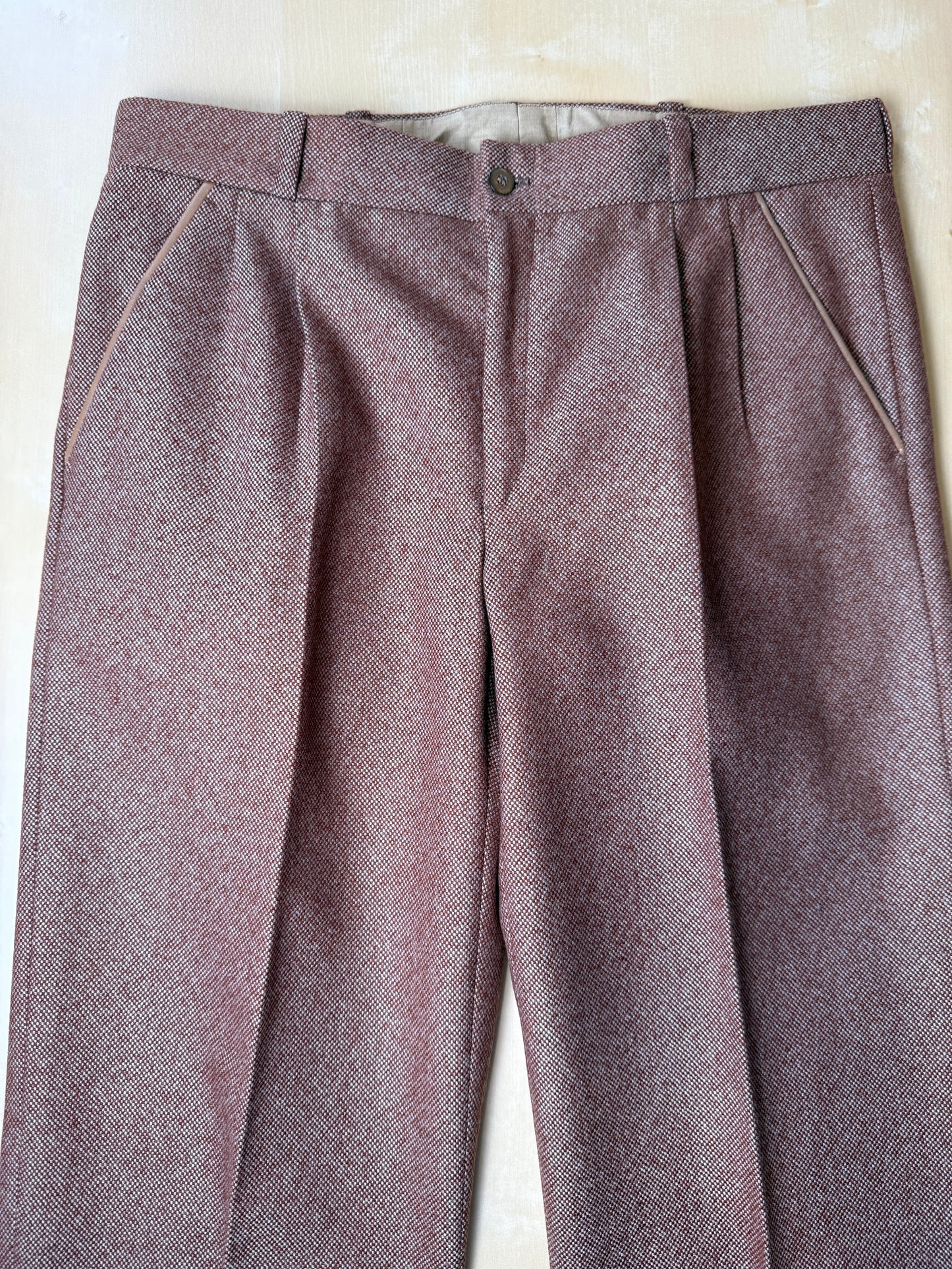 Pantalone sartoriale anni ‘70 in lana pesante rosso ruggine - tg. 44/46