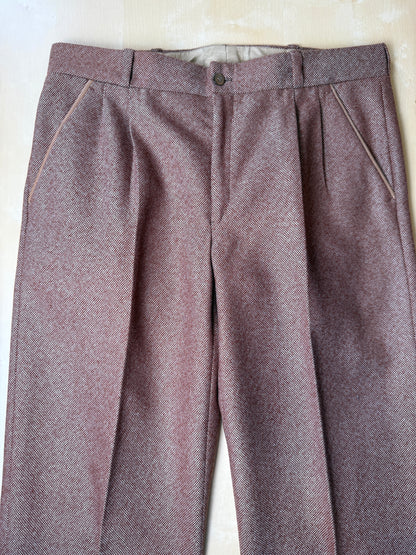 Pantalone sartoriale anni ‘70 in lana pesante rosso ruggine - tg. 44/46