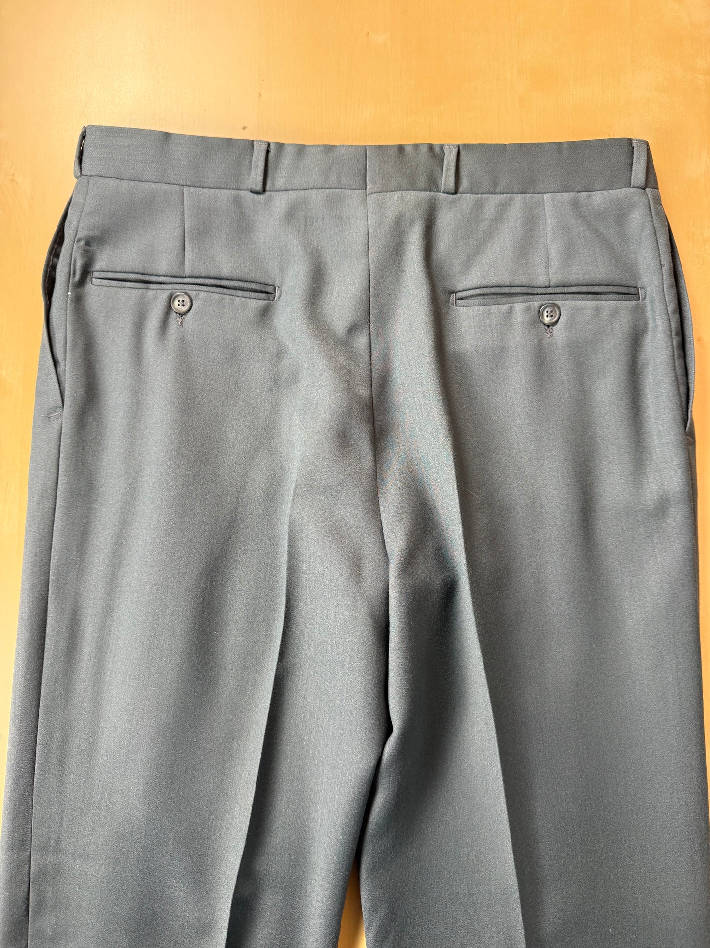 Pantaloni anni '80 lana pettinata verde petrolio (NOS) - tg. 50
