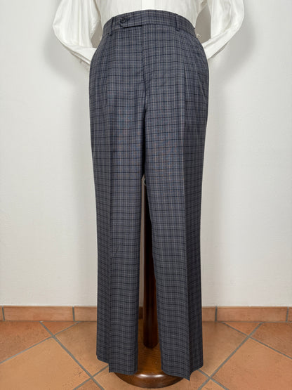 Pantalone in fresco lana anni '70/'80 a quadri blu (NOS) - tg. 46