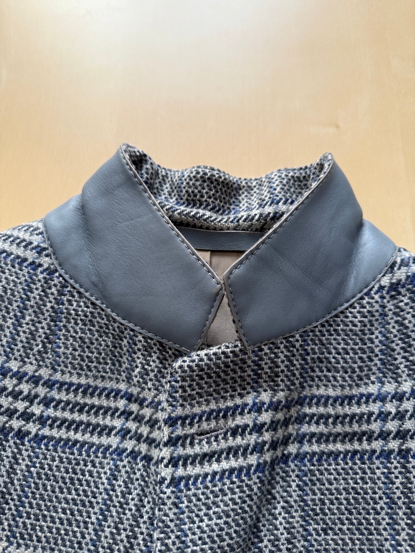 Giacca sportiva sartoriale anni ‘60 puro cashmere inserti in pelle - tg. 42