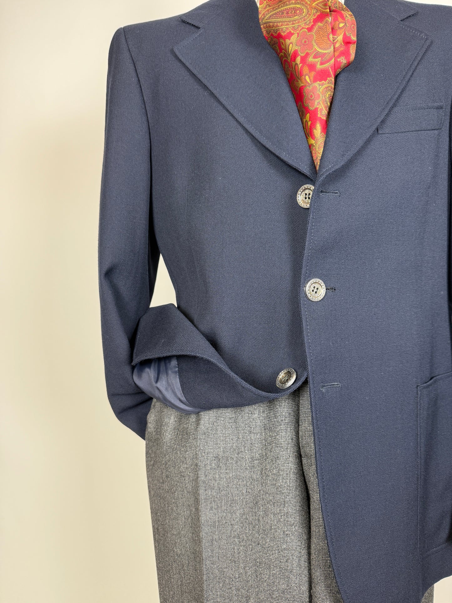 Blazer navy anni ‘60/‘70 in flanella - tg. 50