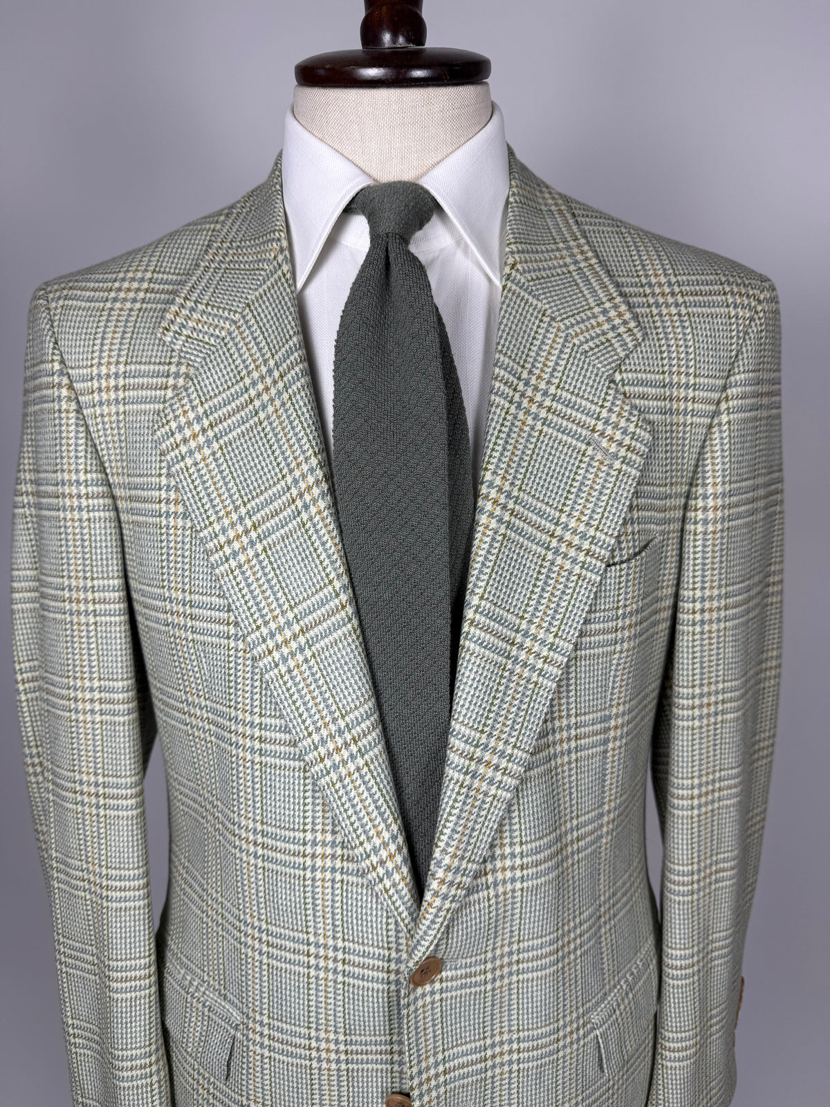Giacca anni '80 principe Galles verde salvia lana e cashmere - tg. 48