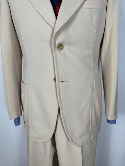 Completo sartoriale anni '70 a zampa in twill color panna - tg. 44/46