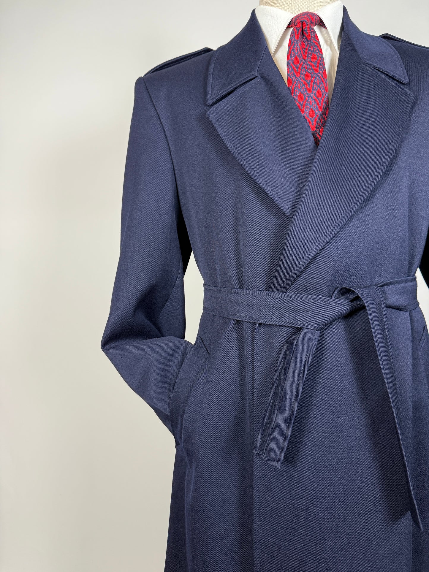 Soprabito anni ‘70 in lana pettinata blu - tg. 48-50