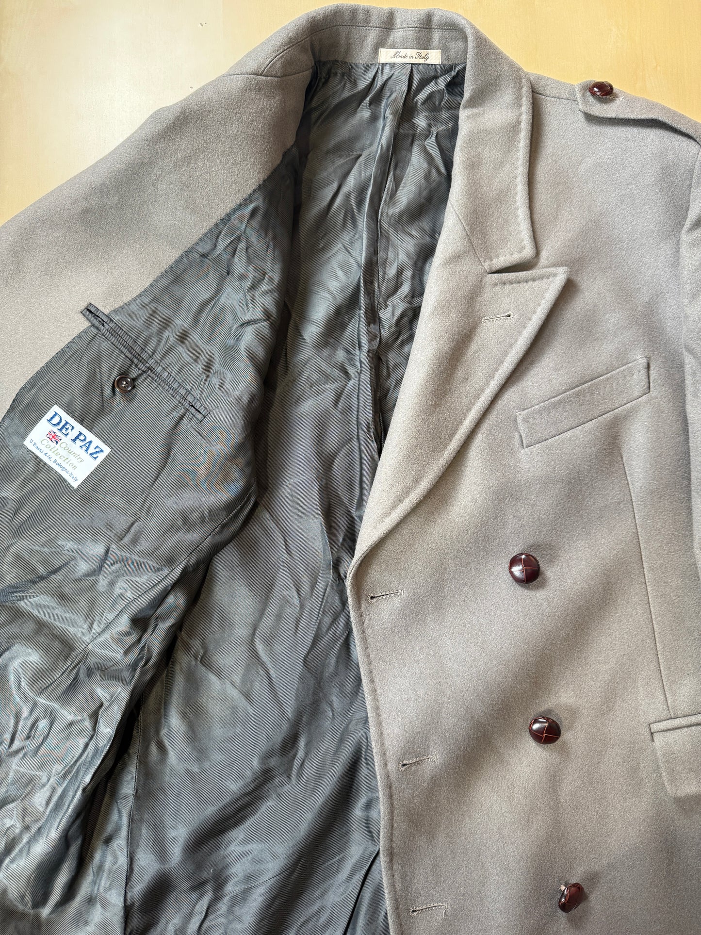 Cappotto De Paz doppiopetto grigio/cachi - tg. 56-58