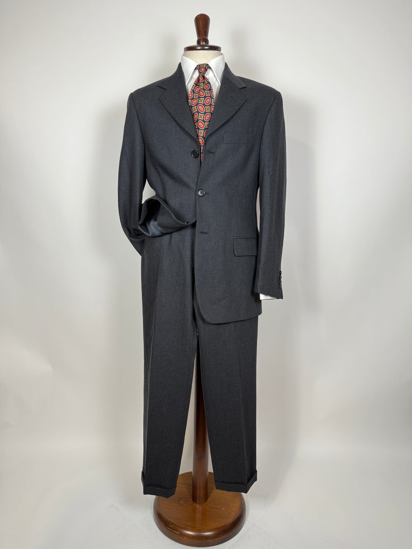 Completo Missoni anni ‘90 in flanella grigio antracite - tg. 48/50