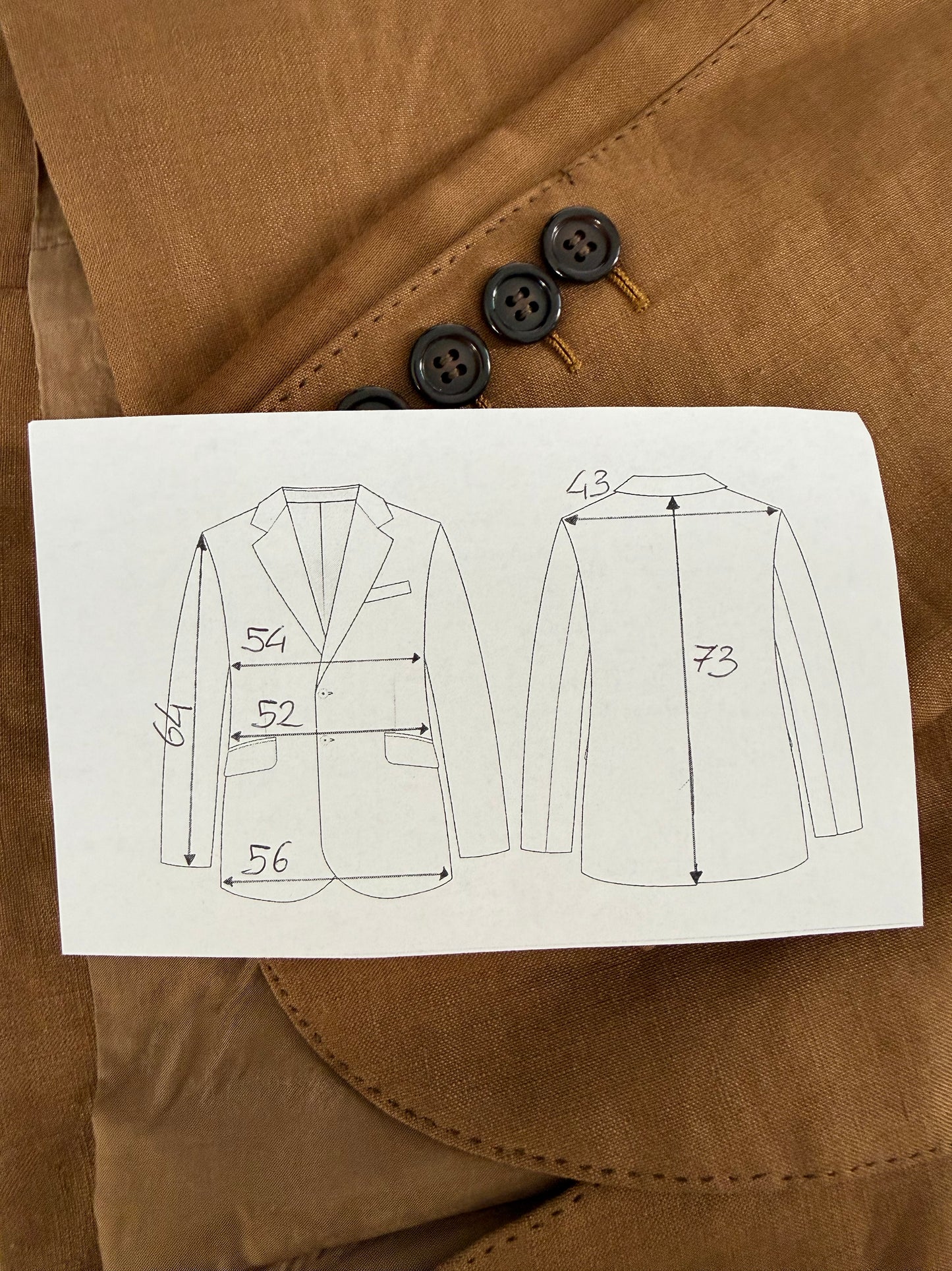 Giacca sartoriale in lino irlandese color tabacco - tg. 48