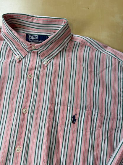 Camicia Ralph Lauren righe rosa verdi -  L collo 42