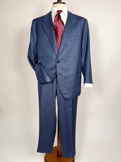 Completo sartoriale tessuto E. Zegna lana pettinata blu - tg. 54/56 drop basso