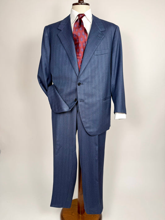 Completo sartoriale tessuto E. Zegna lana pettinata blu - tg. 54/56 drop basso