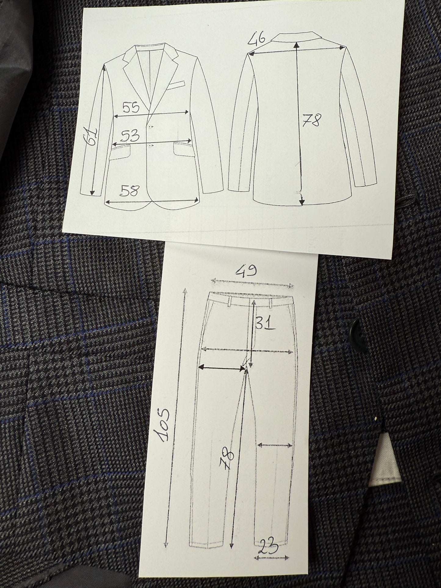 Completo 3 pezzi sartoriale principe di Galles - tg. 50