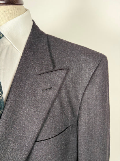 Completo Brioni doppiopetto anni '80 flanella antracite gessato - tg. 56