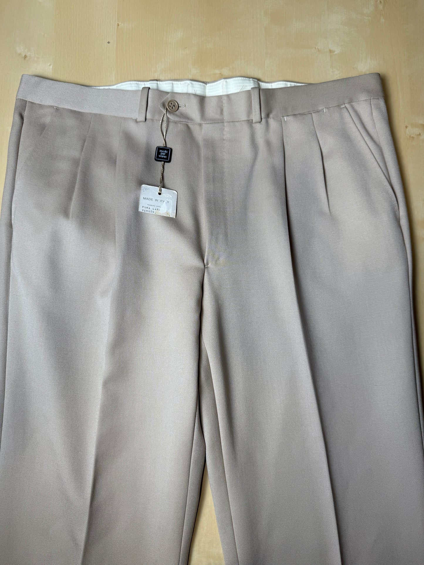 Pantaloni anni ‘80 twill pettinato beige (NOS) - tg. 52/54
