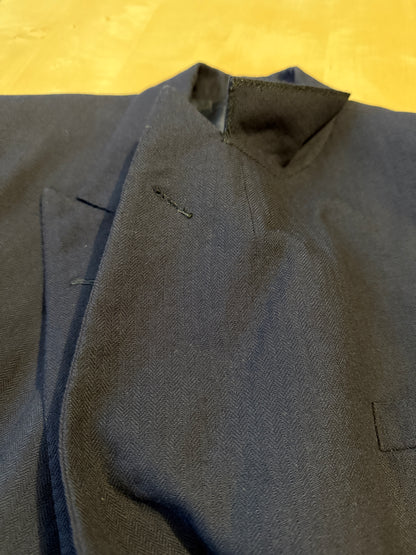 Completo doppiopetto sartoriale anni ‘40/‘50 blu spinato - tg. 46/48
