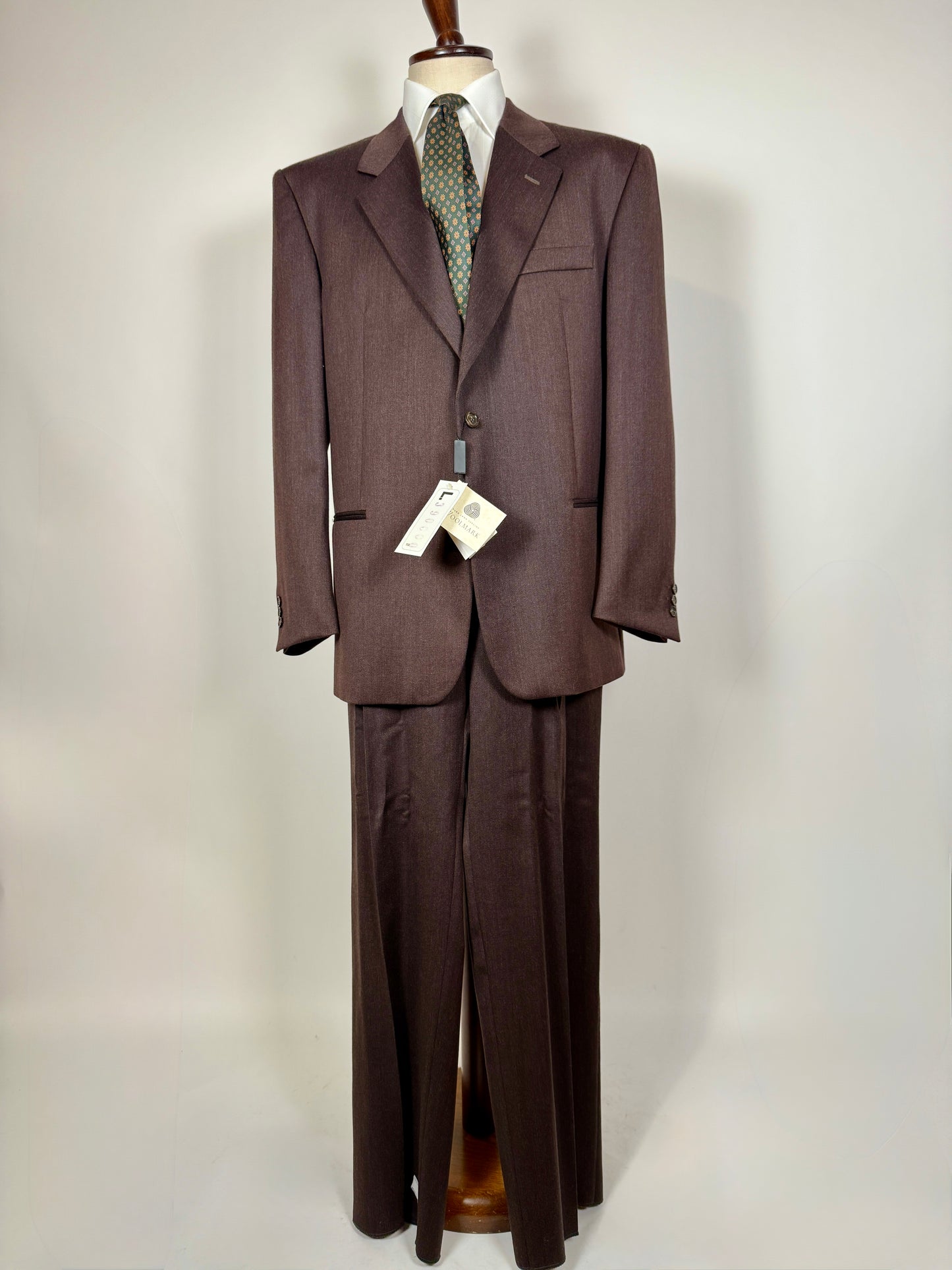 Completo anni ‘90 in flanella marrone (NOS) - tg. 58/60 drop basso