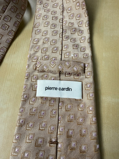 Cravatta Pierre Cardin jacquard beige/rosa cipria