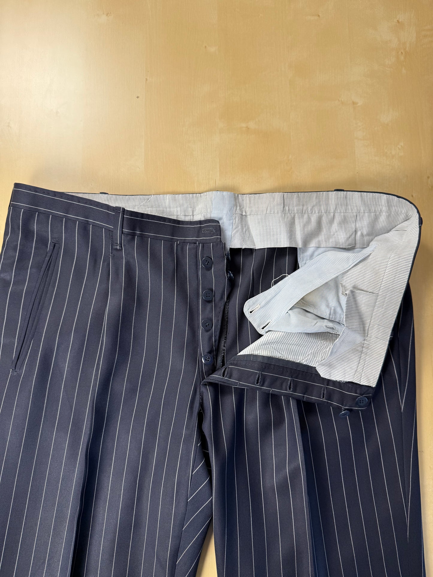Completo sartoriale flanella pettinata blu gessato - tg. 56 drop 0-2