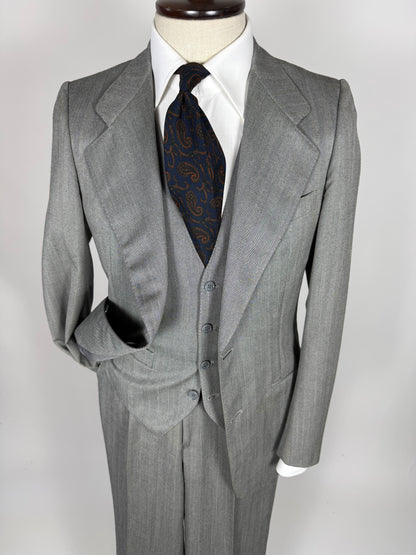 Completo 3 pezzi anni '70 herrigbone grigio - tg. 44