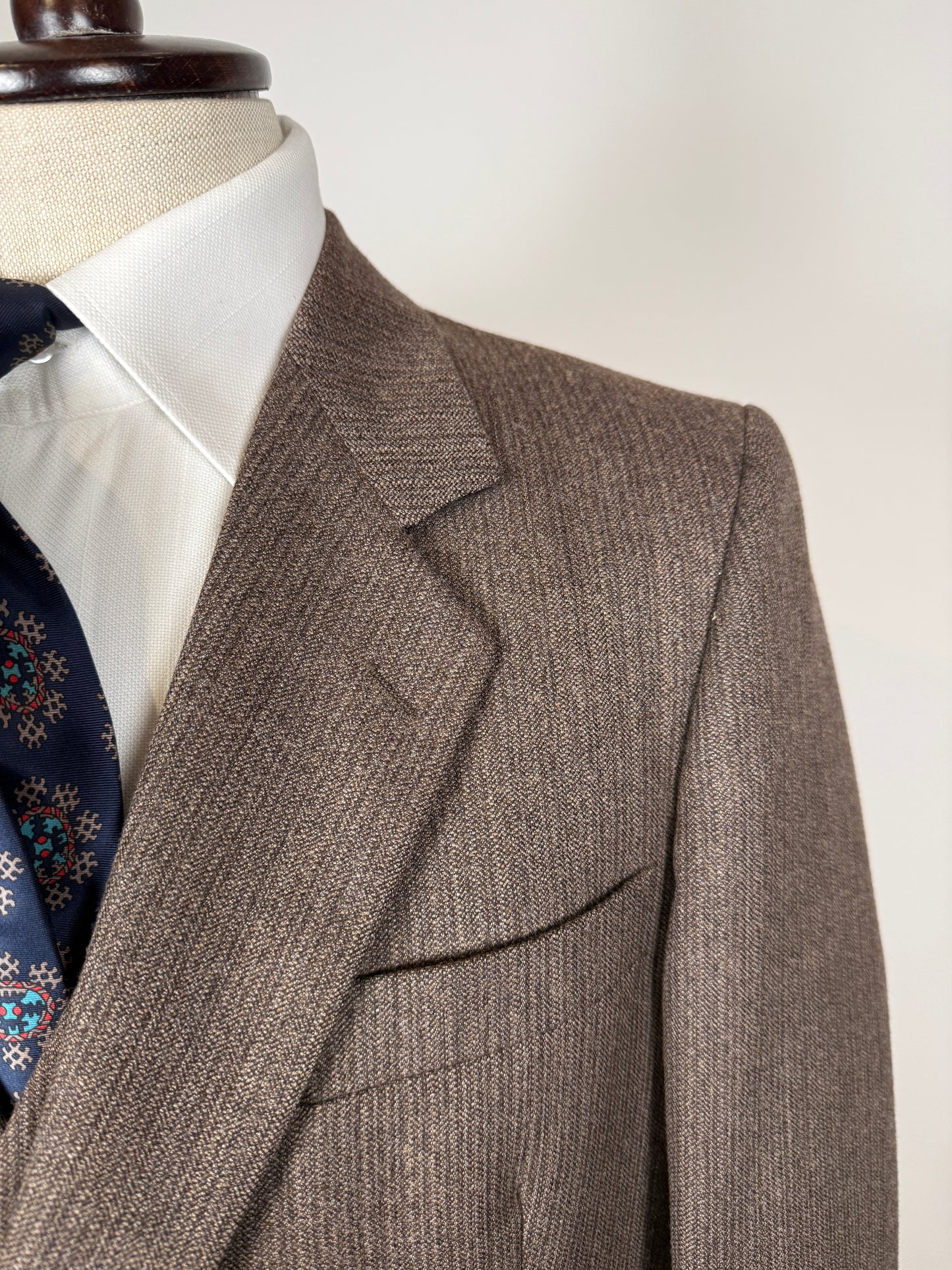 Completo 3 pezzi anni ‘70 marrone mélange - tg. 50/52 drop basso