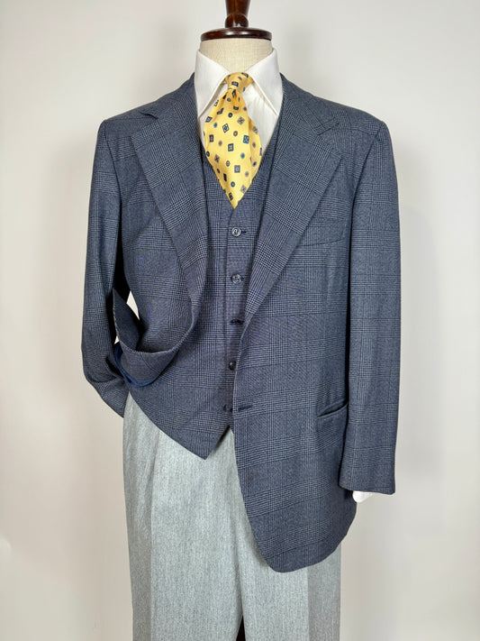 Giacca + panciotto sartoriali anni ‘70 principe di Galles - tg. 54 drop basso
