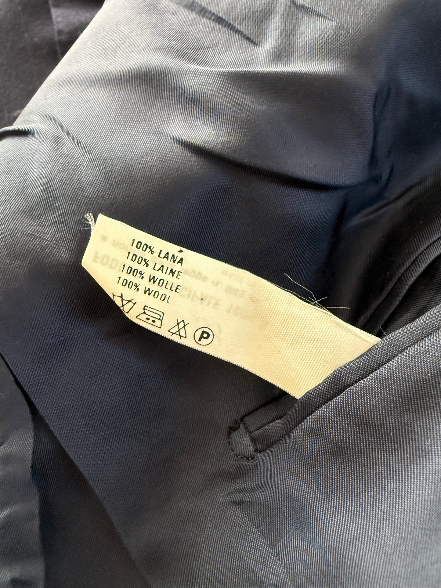 Completo Belvest doppiopetto anni ‘70 flanella blu gessato - tg. 50/52