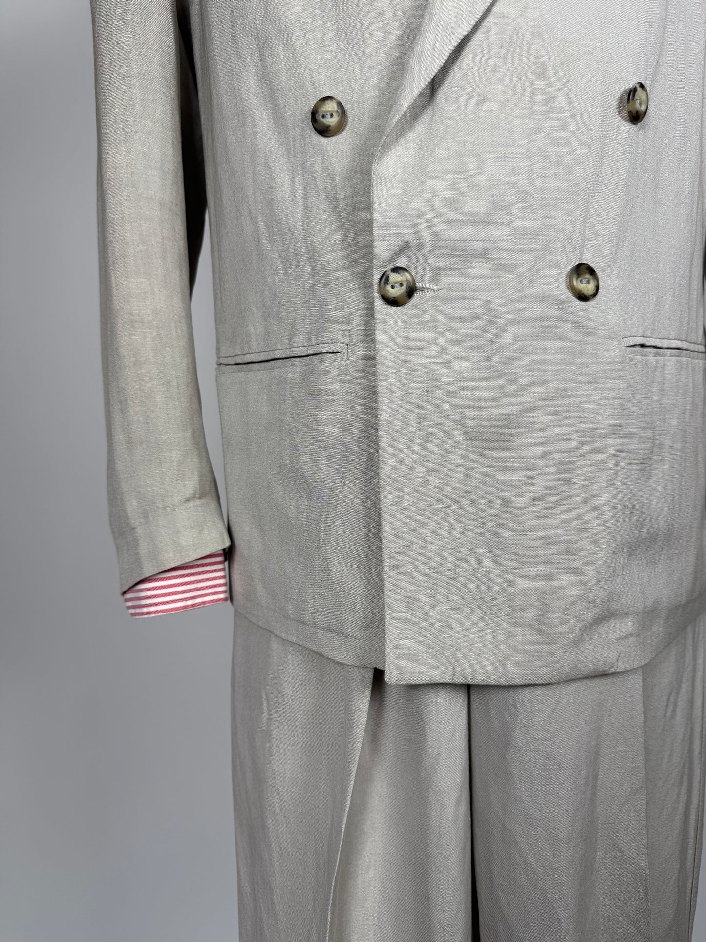 Completo doppiopetto anni '80 oversize viscosa e lino - tg. 46 corta