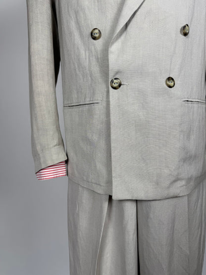 Completo doppiopetto anni '80 oversize viscosa e lino - tg. 46 corta