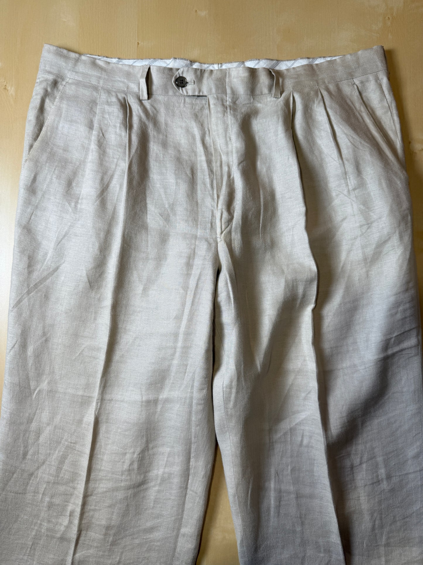 Completo anni ‘80 in puro lino beige chiaro - tg. 56