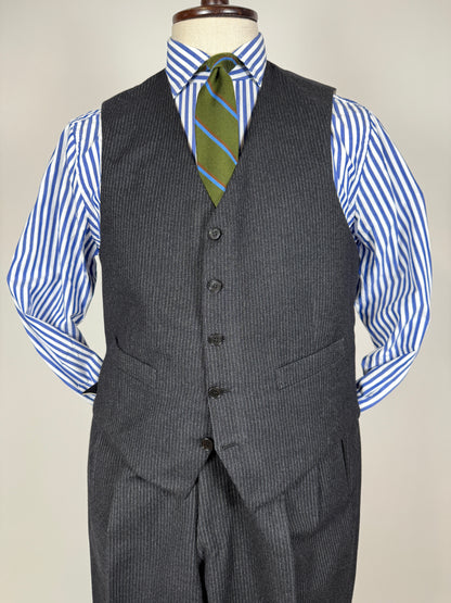 Completo 3 pezzi anni ‘60 sartoriale flanella antracite gessato - tg. 50