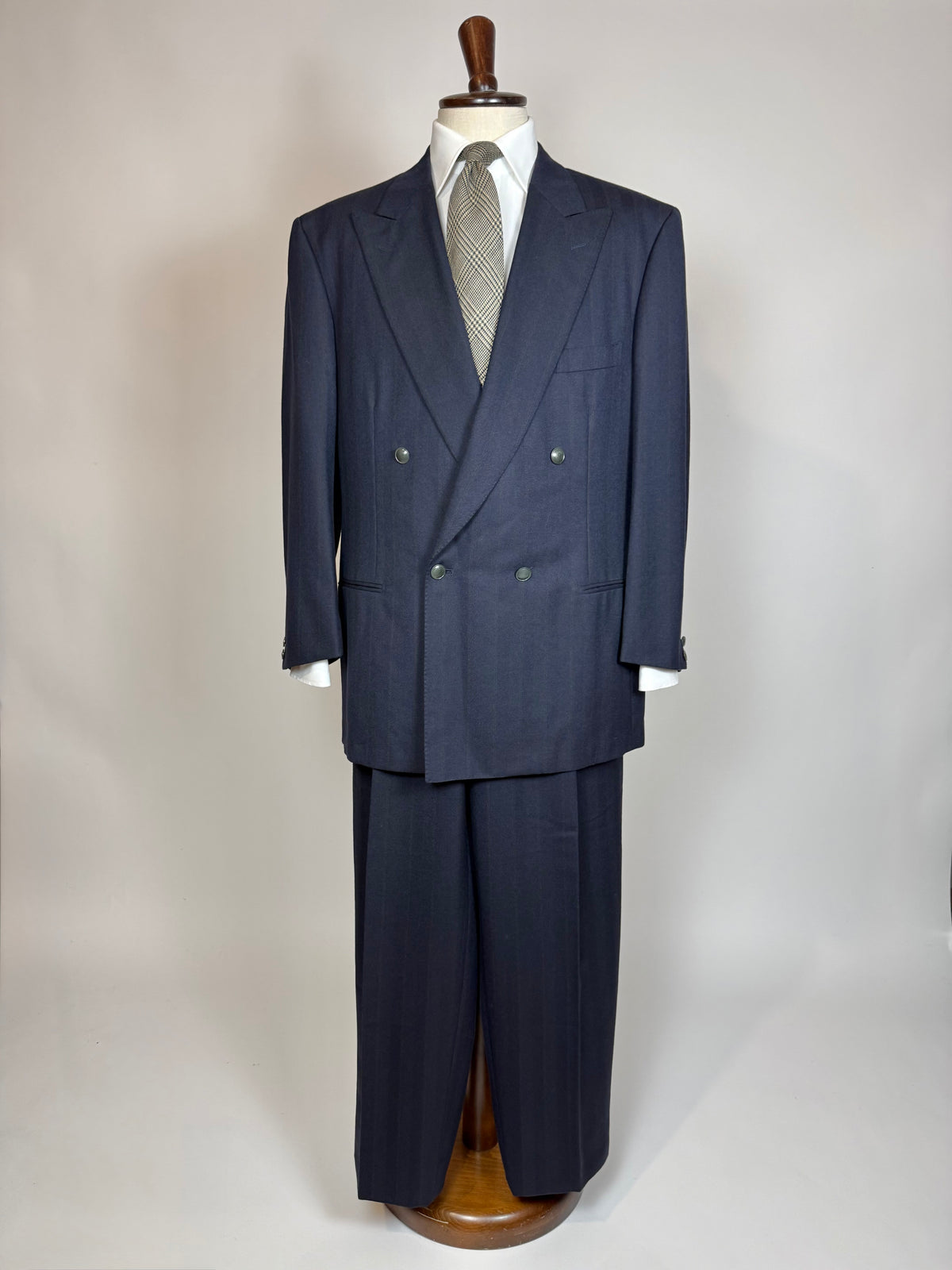 Completo doppiopetto Yves Saint Laurent anni '80 flanella blu - tg. 54/56