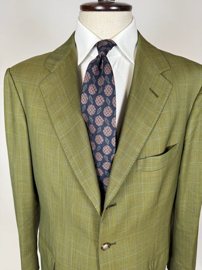 Giacca De Paz fresco lana verde glen check - tg. 52