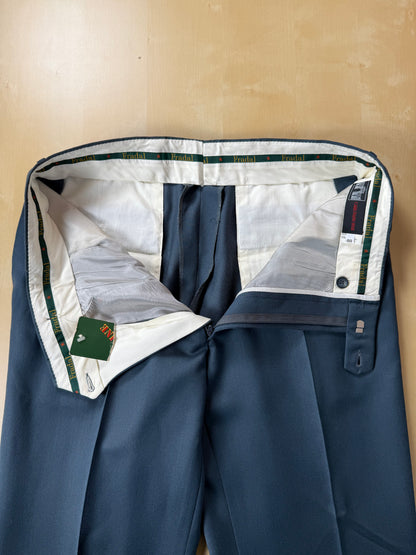 Pantaloni anni '80 lana pettinata verde petrolio (NOS) - tg. 50