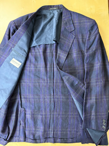 Giacca in lino tartan viola anni '80 - tg. 52